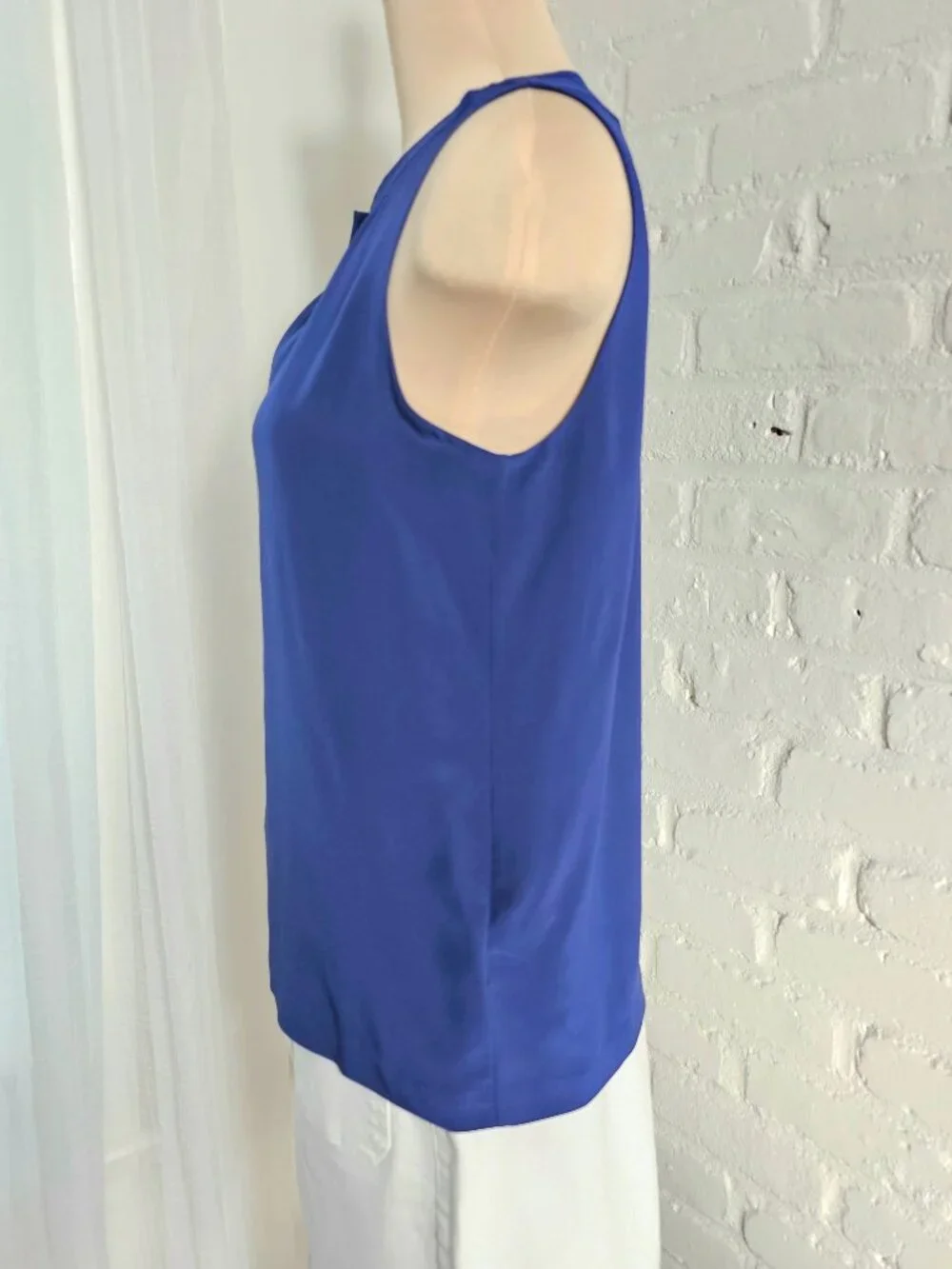 Kate Spade Gemma Tunic Top Size 4 Blue Sleeveless Keyhole Blouse Classic Chic